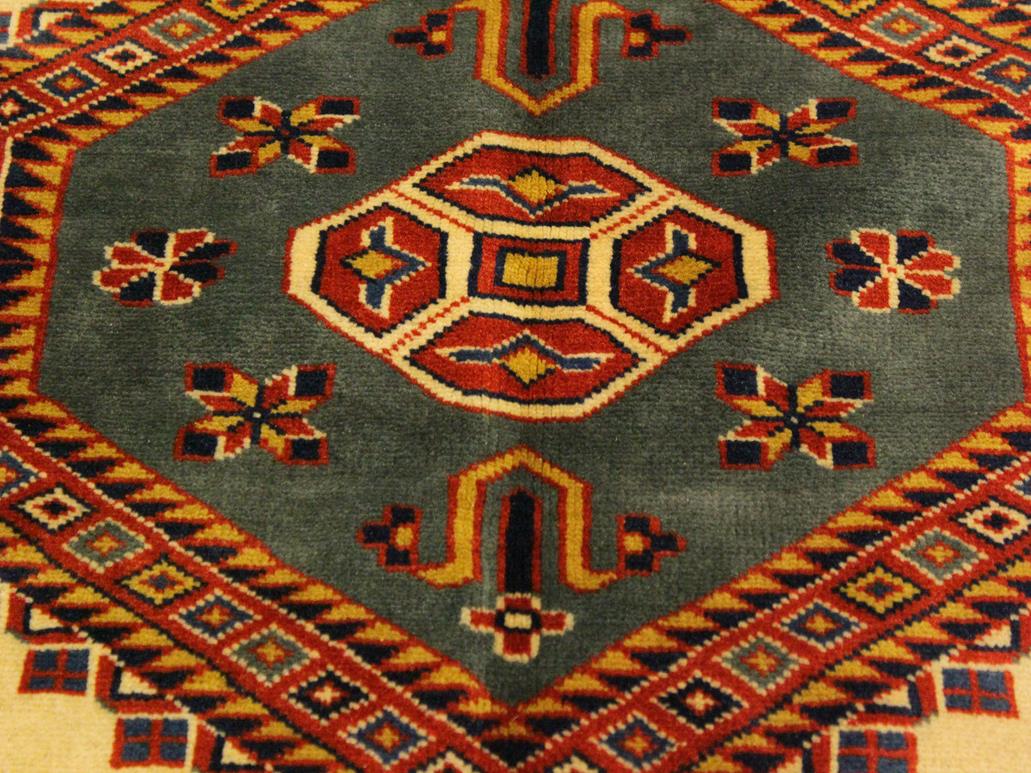 handmade Geometric Sherwan Beige Blue Hand Knotted RECTANGLE 100% WOOL area rug 5x7