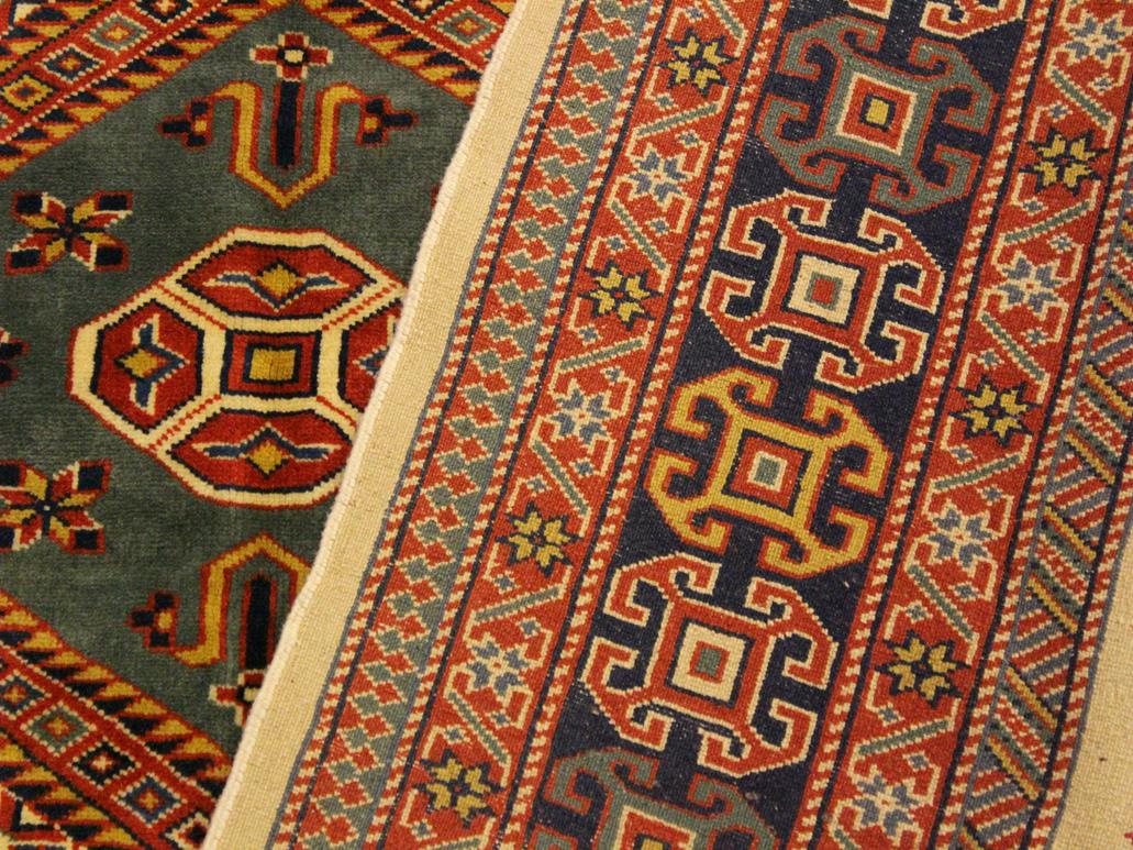 handmade Geometric Sherwan Beige Blue Hand Knotted RECTANGLE 100% WOOL area rug 5x7