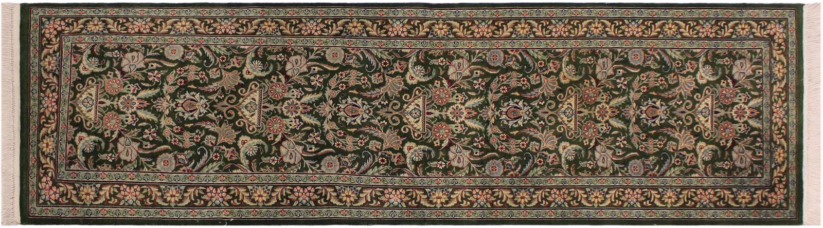 handmade Traditional William Green Gray Hand Knotted RUNNER 100% WOOL area rug 3x8