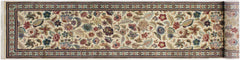 handmade Traditional Gulberg Beige Green Hand Knotted RUNNER 100% WOOL area rug 3x13
