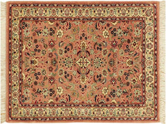handmade Traditional Abasi Afsha Pink Beige Hand Knotted RECTANGLE 100% WOOL area rug 2x4