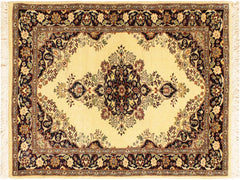 handmade Traditional B/2 Ivory Blue Hand Knotted RECTANGLE 100% WOOL area rug 3x4