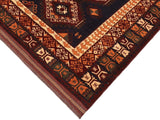 handmade Geometric Kargahi Blue Rust Hand Knotted RECTANGLE 100% WOOL area rug 7x10