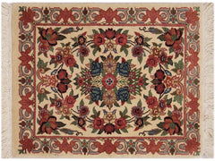 handmade Traditional Abusson Beige Green Hand Knotted RECTANGLE 100% WOOL area rug 2x2