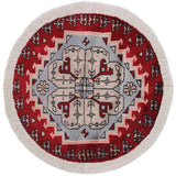 Tribal Bokhara Alanna Red/Grey Wool Round - 1'8'' x 1'9''