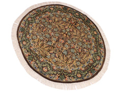 handmade Traditional Imran Brown Gray Hand Knotted ROUND 100% WOOL area rug 6x6