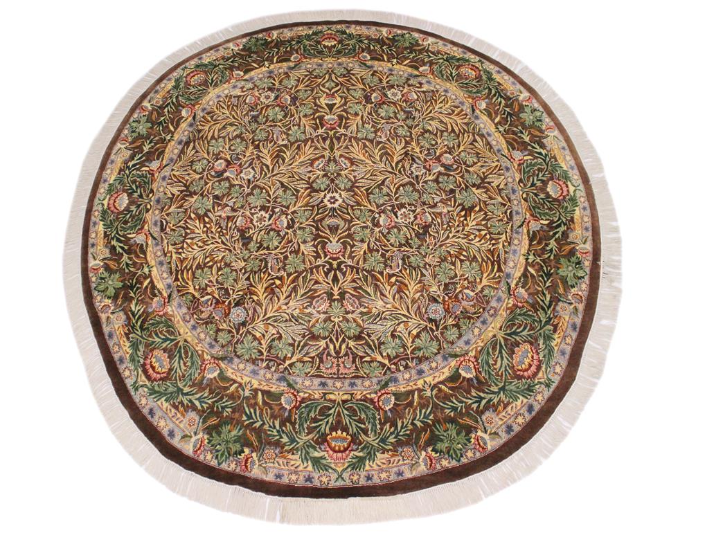 handmade Traditional Imran Brown Gray Hand Knotted ROUND 100% WOOL area rug 8x8