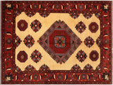 Antique Vintage Kargahi Myriam Beige/Rust Wool Rug - 10'0'' x 12'10''
