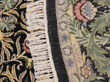 handmade Traditional Imran Black Gray Hand Knotted ROUND 100% WOOL area rug 8x8