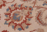 handmade Traditional Kafkaz Chobi Ziegler Ivory Rose Hand Knotted RECTANGLE 100% WOOL area rug 13 x 17