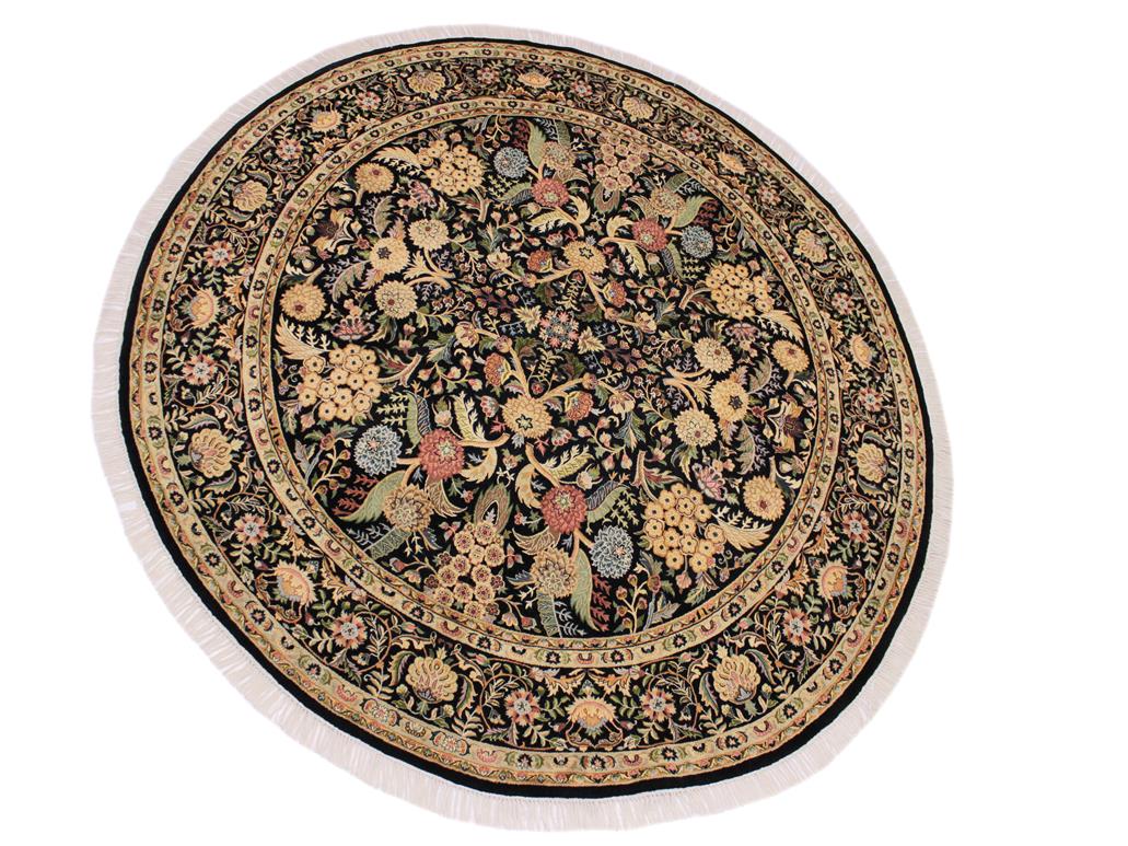 handmade Traditional Nagi Black Gold Hand Knotted ROUND 100% WOOL area rug 8x8