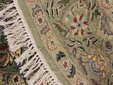 handmade Traditional Nagi Green Grey Hand Knotted ROUND 100% WOOL area rug 6x6