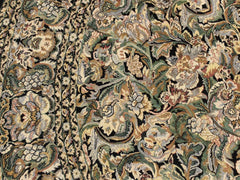 handmade Traditional Rimjim Black Grey Hand Knotted ROUND 100% WOOL area rug 8x8