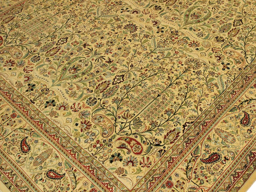 handmade Traditional  Ivory Green Hand Knotted RECTANGLE 100% WOOL area rug 9x14