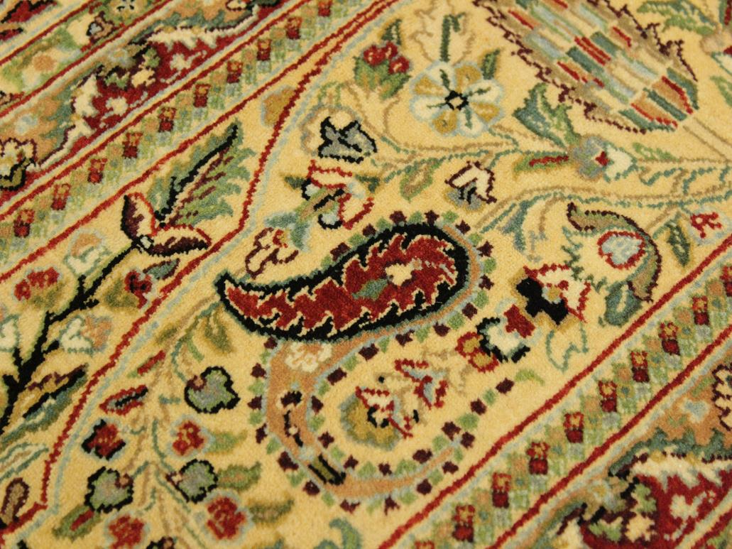 handmade Traditional  Ivory Green Hand Knotted RECTANGLE 100% WOOL area rug 9x14