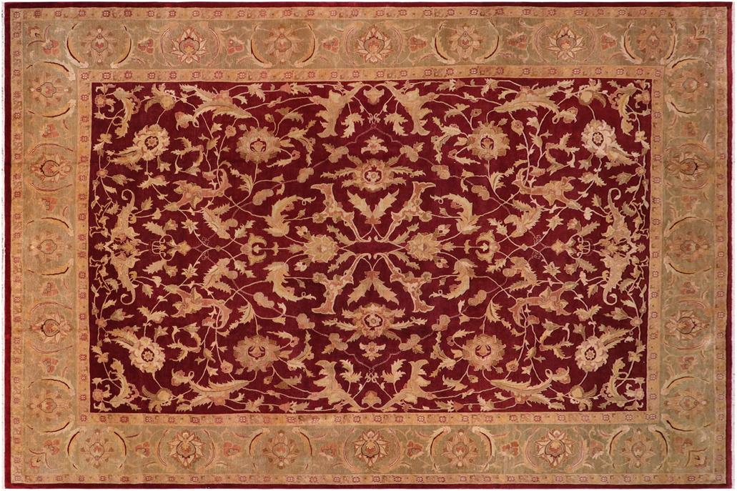 handmade Traditional Banday Red Lt. Green Hand Knotted RECTANGLE 100% WOOL area rug 12x17