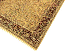 handmade Traditional Lahore Gold Aubergine Hand Knotted RECTANGLE 100% WOOL area rug 9x12