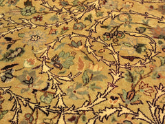 handmade Traditional Lahore Gold Aubergine Hand Knotted RECTANGLE 100% WOOL area rug 9x12