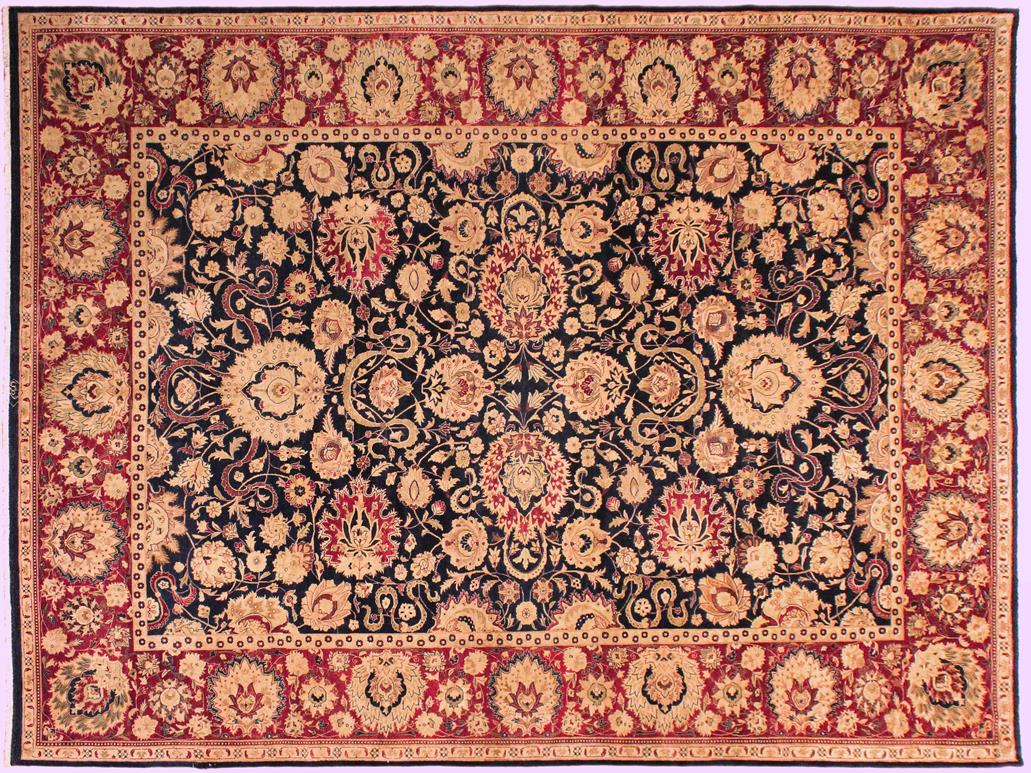 handmade Traditional Agra Blue Red Hand Knotted RECTANGLE 100% WOOL area rug 10x14