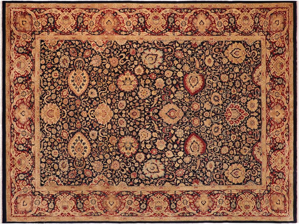 handmade Traditional Anmol Agra Blue Red Hand Knotted RECTANGLE 100% WOOL area rug 10x14