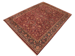 handmade Traditional Dabir Maroon Blue Hand Knotted RECTANGLE 100% WOOL area rug 10x14