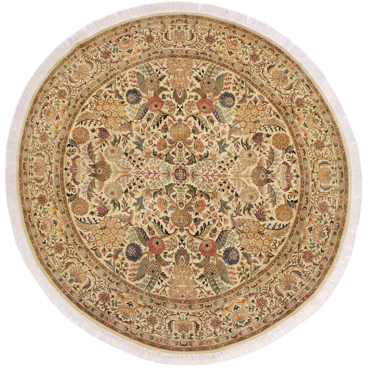 handmade Traditional Nagi Beige Pink Hand Knotted ROUND 100% WOOL area rug 8x8