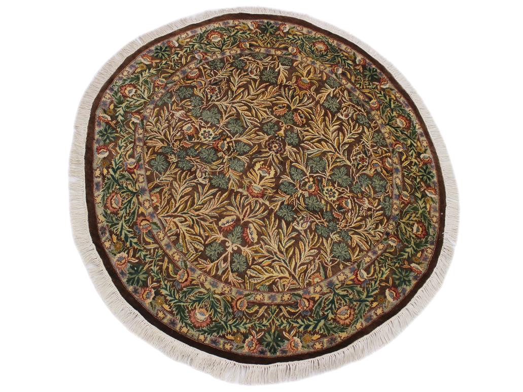 handmade Traditional Imran Brown Beige Hand Knotted ROUND 100% WOOL area rug 6x7