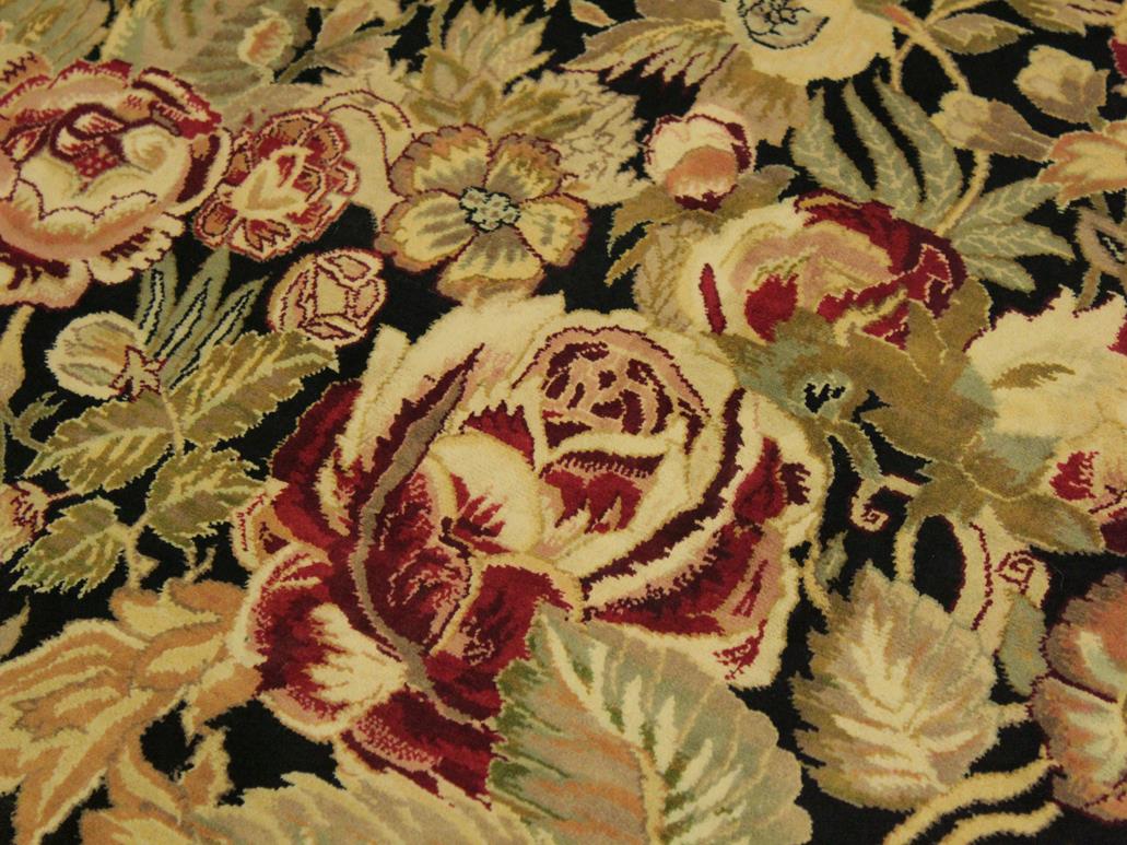 handmade Traditional Rasmi Romal Black Beige Hand Knotted RECTANGLE 100% WOOL area rug 9x13