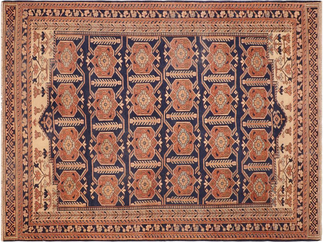 handmade Transitional Antique Blue Beige Hand Knotted RECTANGLE 100% WOOL area rug 6x9