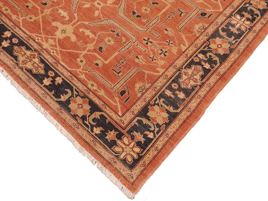 handmade Transitional Antique Orange Blue Hand Knotted RECTANGLE 100% WOOL area rug 7x9