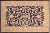Shabby Chic Ziegler Ria Blue Tan Hand-Knotted Wool Rug - 6'4'' x 9'4''