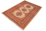 handmade Traditional Kafkaz Chobi Ziegler Beige Rust Hand Knotted RECTANGLE 100% WOOL area rug 6 x 8