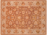 handmade Transitional Kirman Brown Blue Hand Knotted RECTANGLE 100% WOOL area rug 6x9
