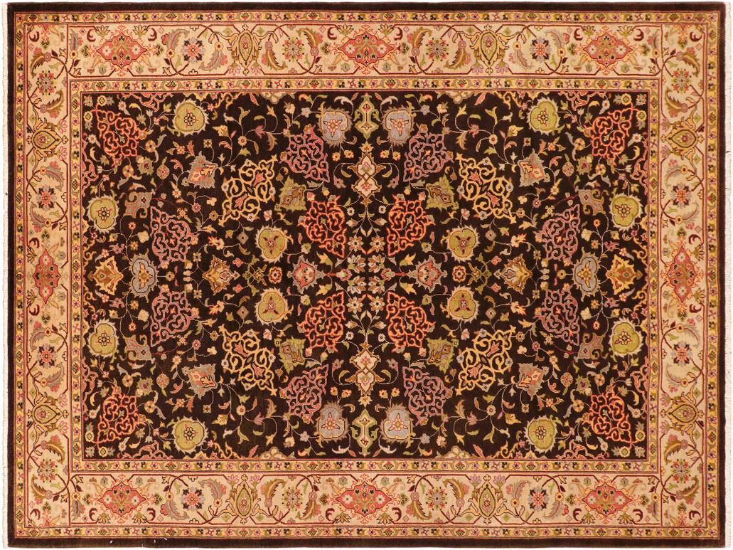 handmade Transitional Brown Beige Hand Knotted RECTANGLE 100% WOOL area rug 6x9