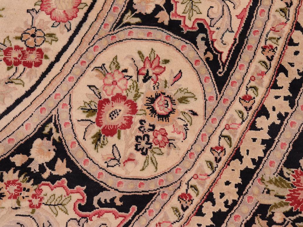 handmade Traditional Abusson Black Beige Hand Knotted RECTANGLE 100% WOOL area rug 8x10