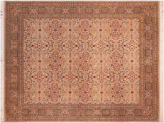 handmade Traditional Tabriz Tan Green Hand Knotted RECTANGLE 100% WOOL area rug 8x10
