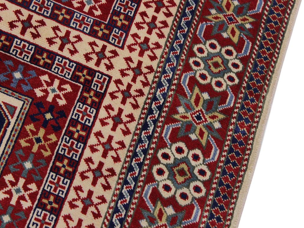 handmade Geometric Sherwan Red Blue Hand Knotted RUNNER 100% WOOL area rug 3x11