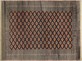 Rustic Bokhara Kum Black Brown Hand Knotted Rug - 10'3'' x 15'2''