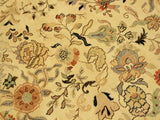 handmade Traditional Lahore Ivory Lt. Green Hand Knotted RECTANGLE 100% WOOL area rug 9x12