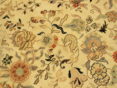 handmade Traditional Lahore Ivory Lt. Green Hand Knotted RECTANGLE 100% WOOL area rug 9x12