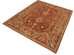 handmade Traditional Lahore Rust Gold Hand Knotted RECTANGLE 100% WOOL area rug 9x12