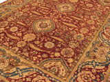 handmade Traditional Lahore Rust Gold Hand Knotted RECTANGLE 100% WOOL area rug 9x12