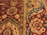 handmade Traditional Lahore Rust Gold Hand Knotted RECTANGLE 100% WOOL area rug 9x12
