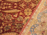 handmade Traditional Lahore Rust Gold Hand Knotted RECTANGLE 100% WOOL area rug 9x12