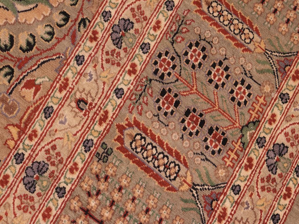 handmade Traditional Tabriz Green Beige Hand Knotted RECTANGLE 100% WOOL area rug 8x10