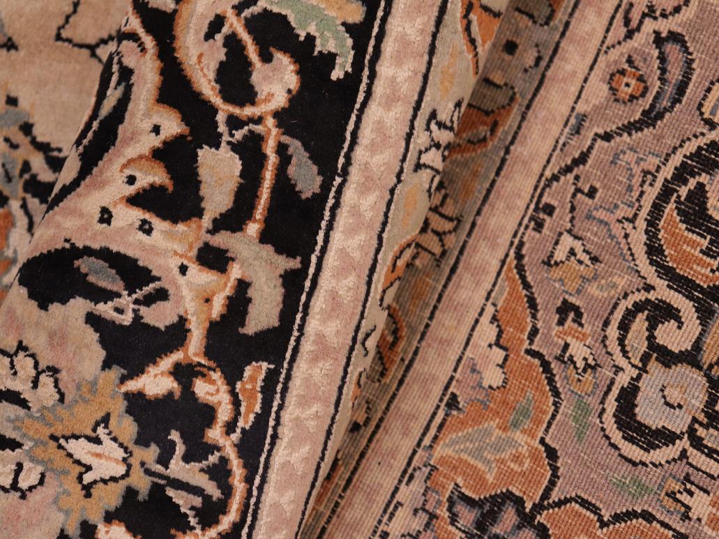 handmade Traditional Isphan Taupe Black Hand Knotted RECTANGLE 100% WOOL area rug 8x10