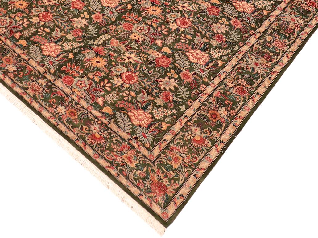 handmade Traditional Abusson Green Gold Hand Knotted RECTANGLE 100% WOOL area rug 6x9