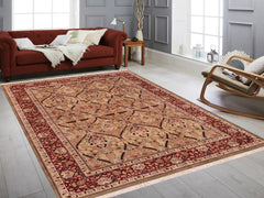 handmade Transitional Mujahid Green Red Hand Knotted RECTANGLE 100% WOOL area rug 6x9
