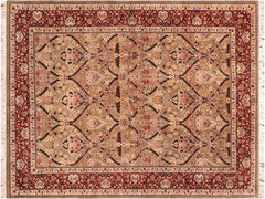 handmade Transitional Mujahid Green Red Hand Knotted RECTANGLE 100% WOOL area rug 6x9