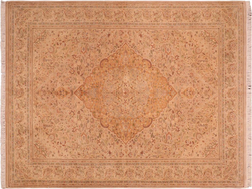 handmade Traditional Sparow Taupe Gold Hand Knotted RECTANGLE 100% WOOL area rug 6x9